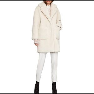 BCBG Ivory Faux Sherling Oversized Coat - XS